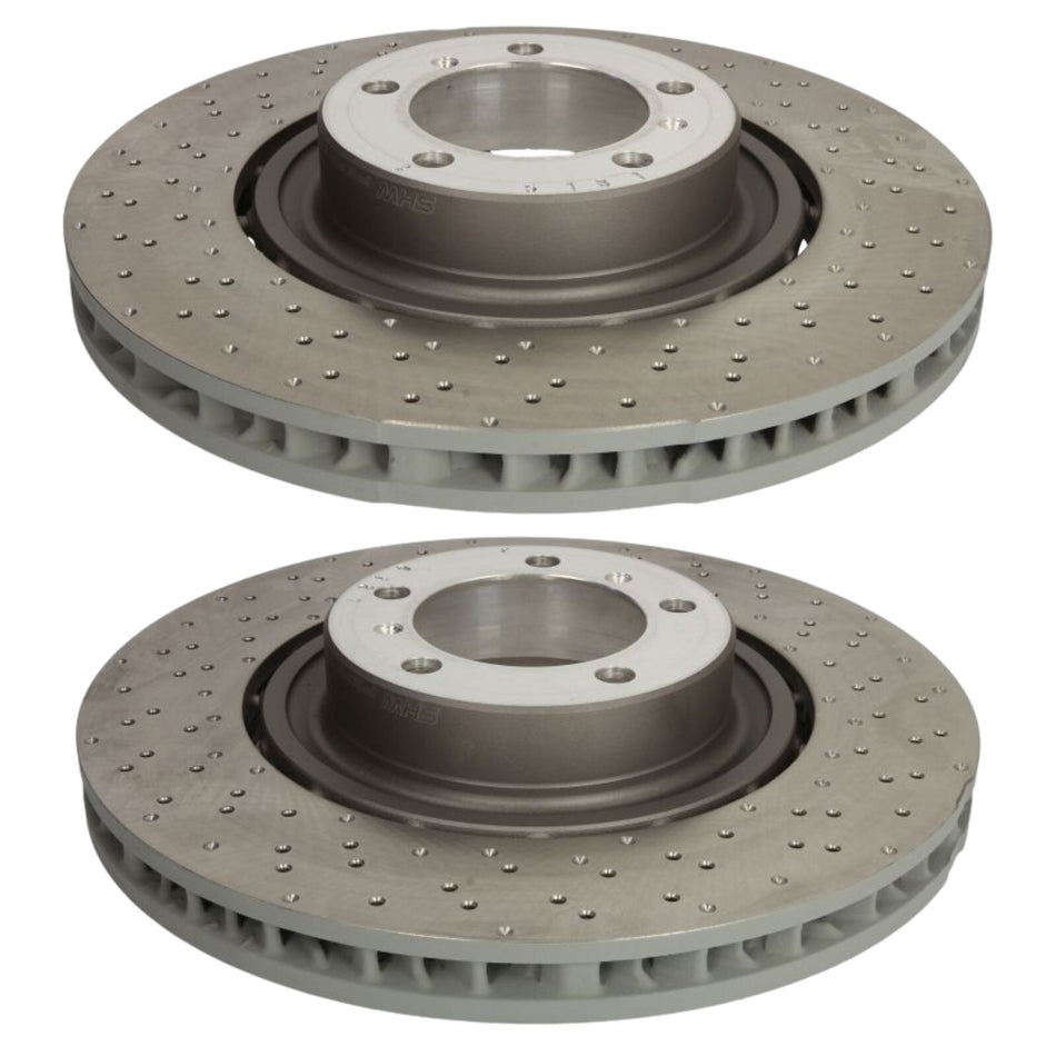 SHW Front Drilled Brake Discs 380x34mm X2 R90 For Porsche 911 991 Turbo Turbo S