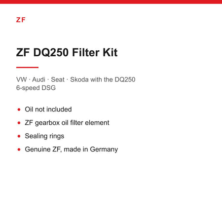 VW Golf Audi A3 Seat Leon Skoda DSG DQ250 6 Speed Gearbox Oil Filter Kit