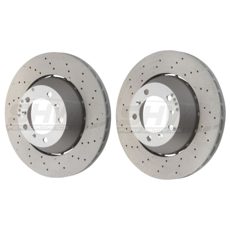 SHW Rear Drilled Brake Discs 350x28mm X2 For Porsche 911 997 GT3 RS 500hp