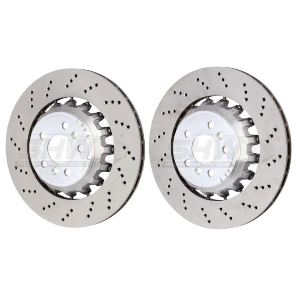 SHW Rear Brake Discs Drilled 370mm R90 x2 For BMW X3M F97 / X4M F98 Incl Comp