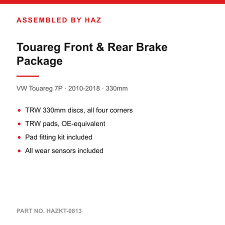 VW Touareg 7P Front & Rear Brake Discs & Pads Kit - TRW 330mm