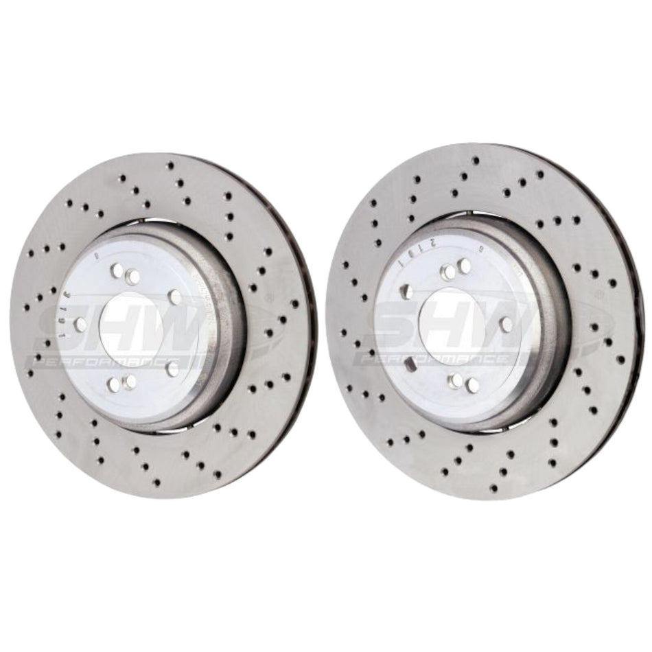 SHW Rear Drilled Brake Discs 350x24mm R90 X2 For BMW M3 E90 E92 E93 / 1M E82