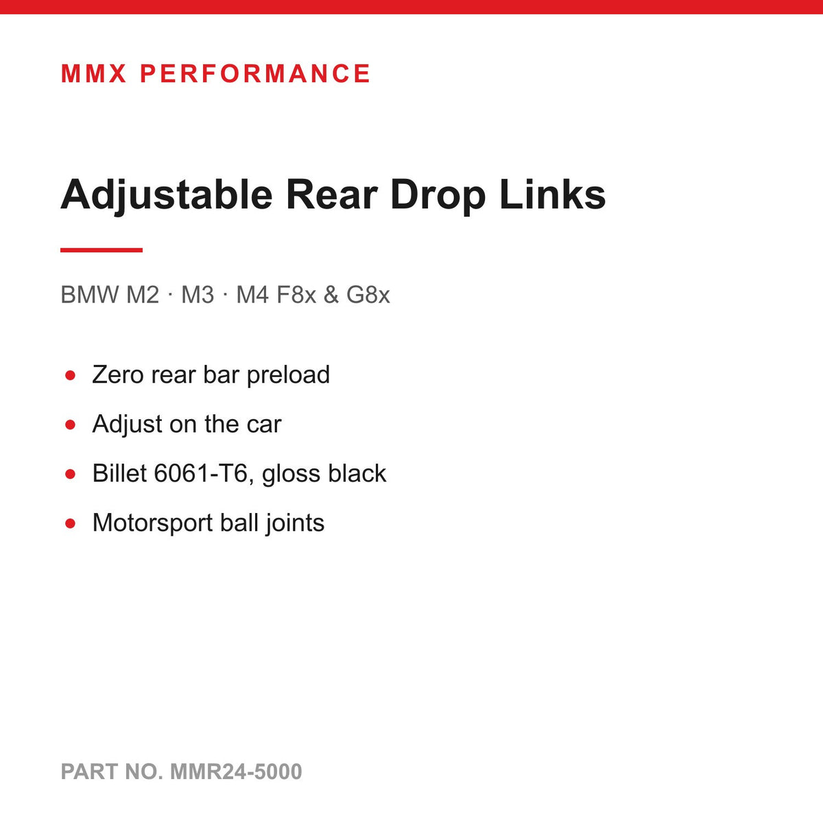 MMX Adjustable Rear Drop Links - BMW M2 M3 M4 F80 F82 F87 G80 G82 G87