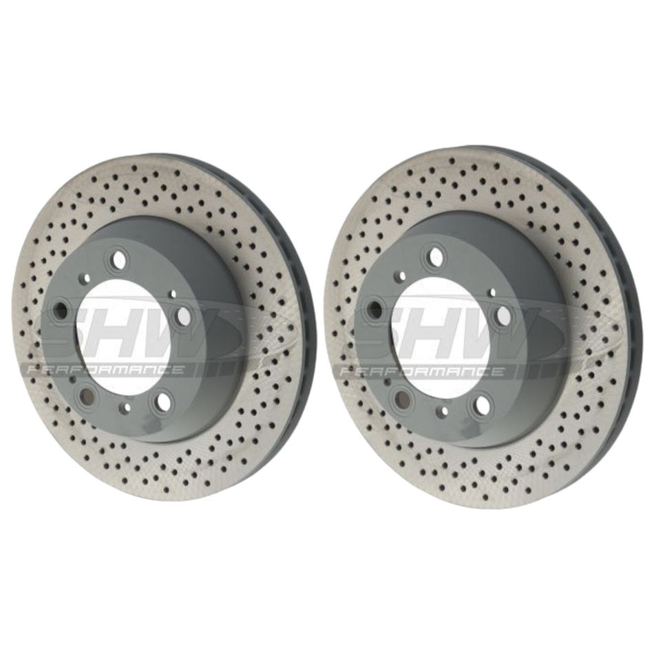 SHW Rear Brake Discs Drilled 299x24mm x2 For Porsche Boxster 986 2.7/S, 987 S/RS