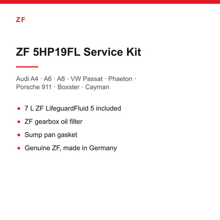 Audi A4 A6 A8 VW Passat Porsche Boxster ZF 5HP19 Gearbox Service Kit Inc 7L Oil