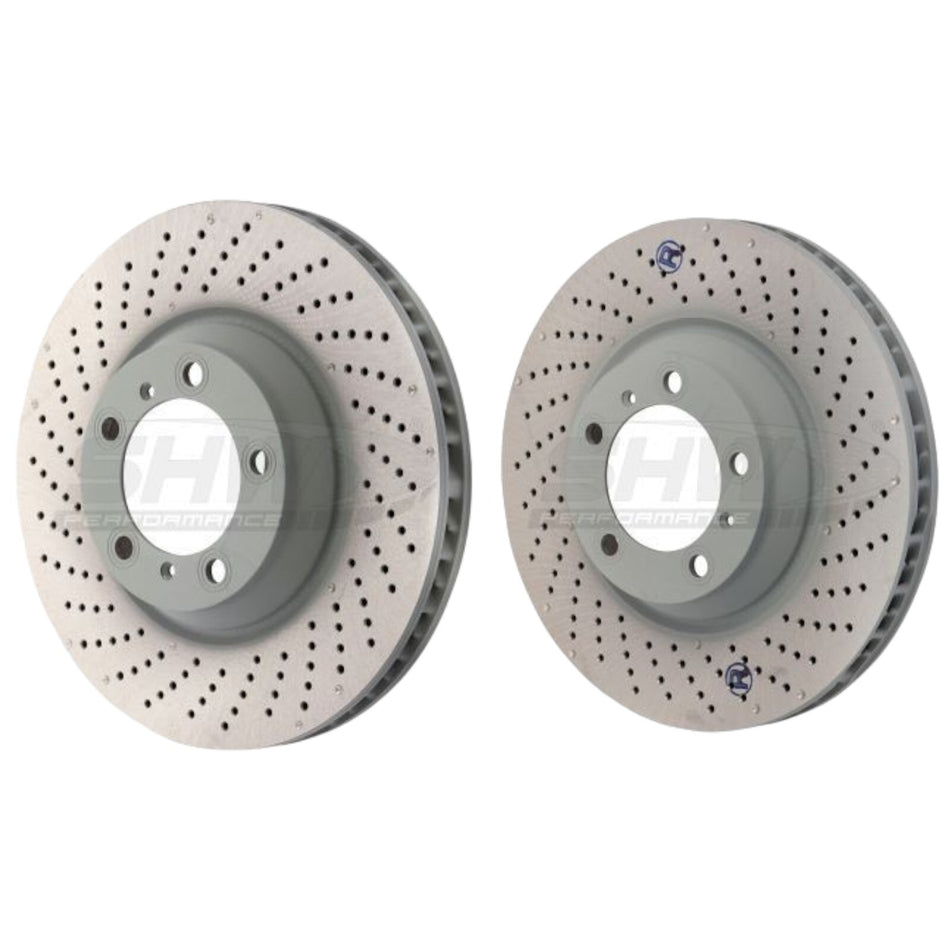 SHW Front Drilled Brake Discs 350mm X2 For Porsche 911 997 Turbo / Turbo S