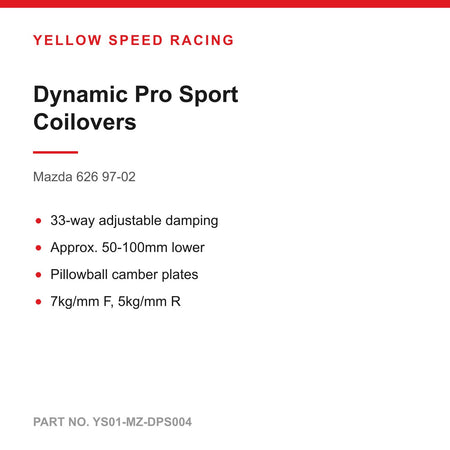 YSR Dynamic Pro Sport Coilovers - for Mazda 626 97-02 (YS01-MZ-DPS004)