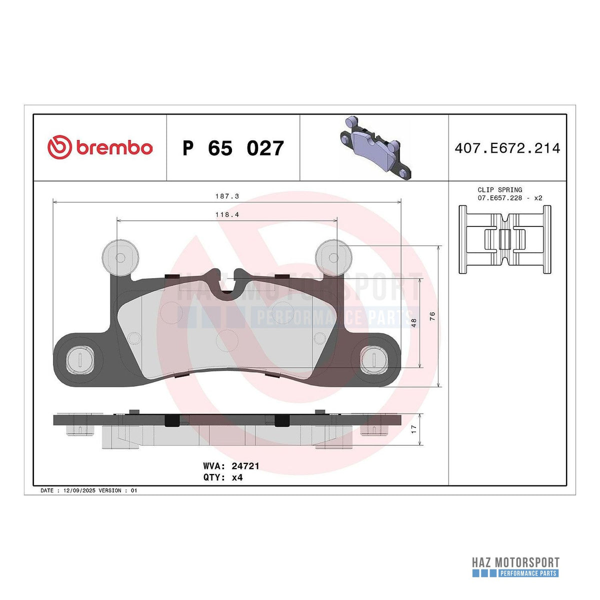 VW Touareg 7P Rear Brake Discs & Pads Kit - Brembo 330mm