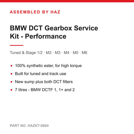 BMW M2 M3 M4 M5 M6 Tuned DCT Gearbox Service Kit (7L Motul High-Torque Ester, New Sump + Both Filters)
