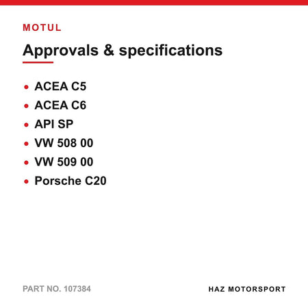 5L MOTUL SPECIFIC 508 00 509 00 0W-20 Engine Oil VW Audi Porsche C20 ACEA C5