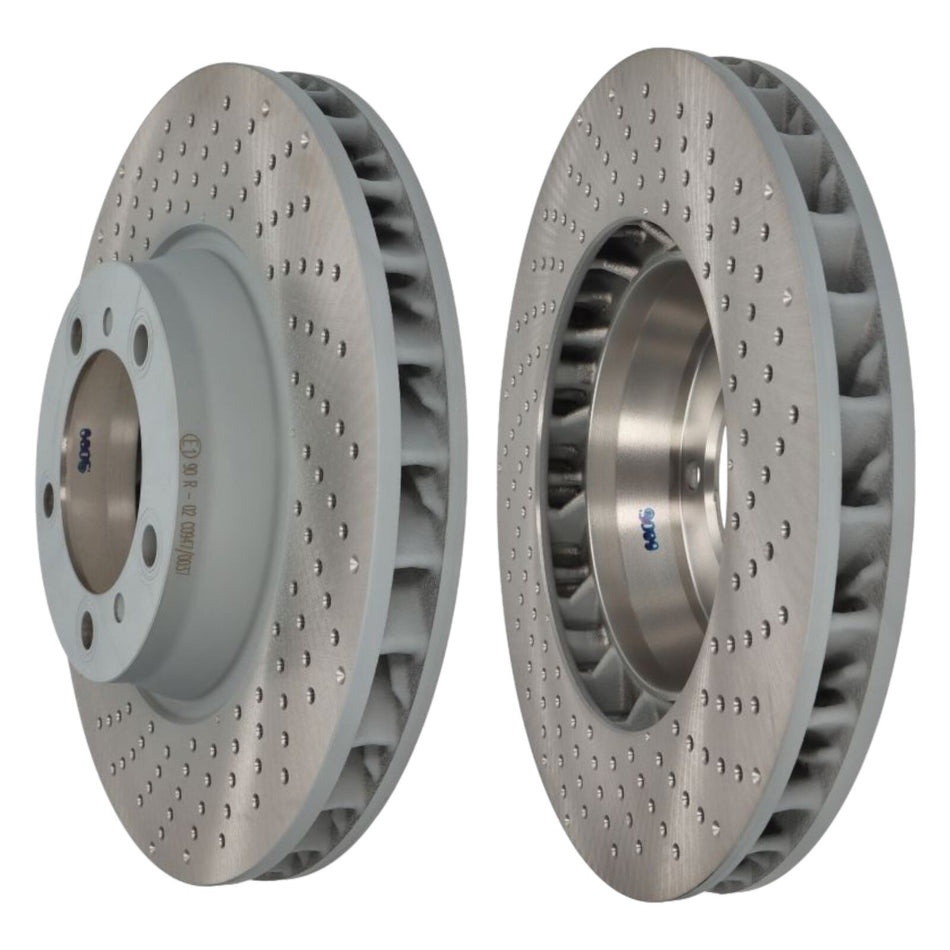 SHW Front Drilled Brake Discs 330mm X2 R90 For Porsche 911 991 Carrera / 718 GTS