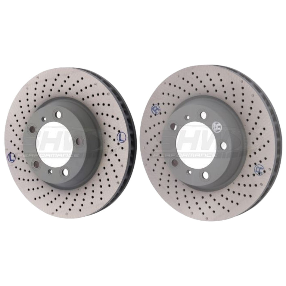 SHW Front Drilled Brake Discs 330x34mm X2 For Porsche 911 997 Carrera S/GTS/4S
