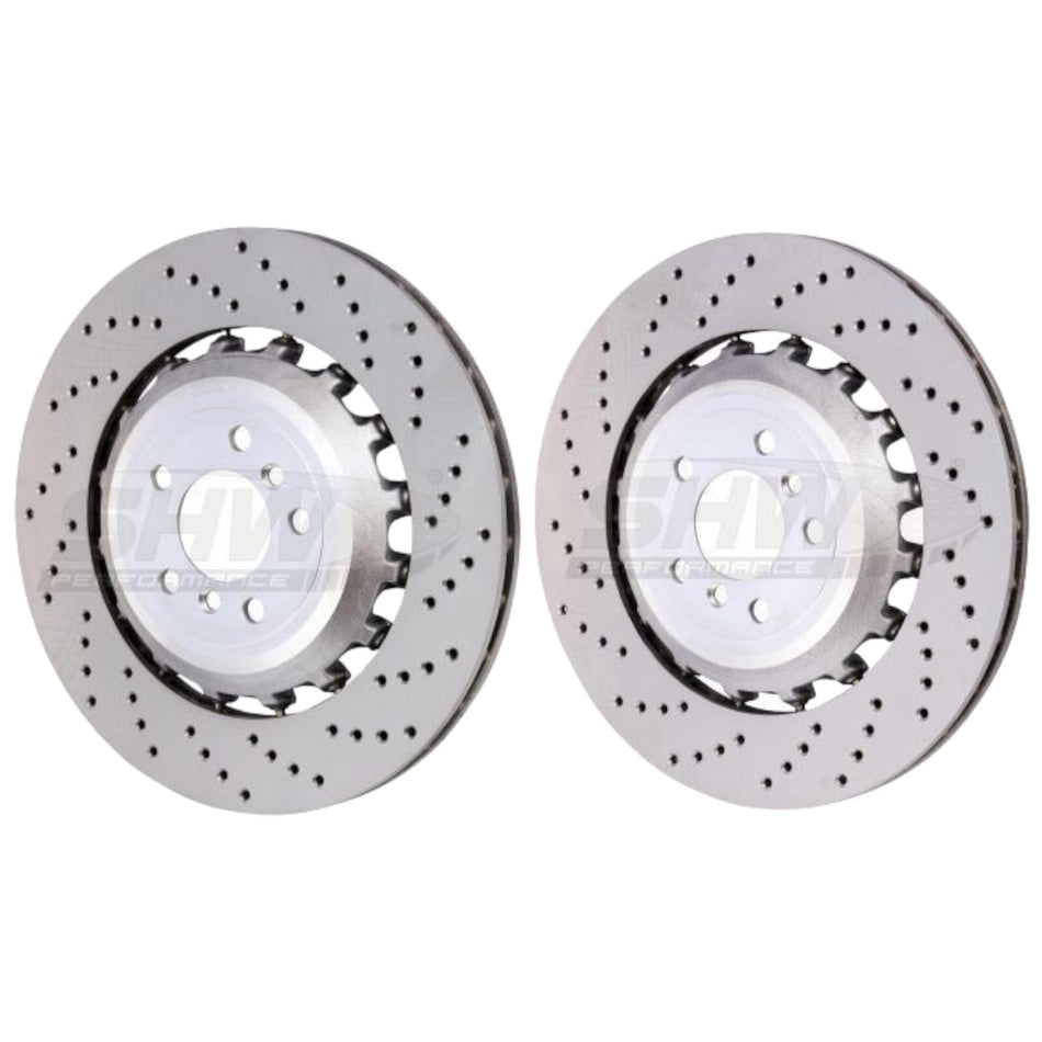 SHW Rear Brake Discs Drilled 396x24mm x2 R90 For BMW F10 M5 / M6 F12 F13 F06