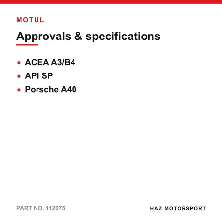 5L MOTUL SPECIFIC A40 0W-40 Fully Synthetic Engine Oil For Porsche A40 Approved