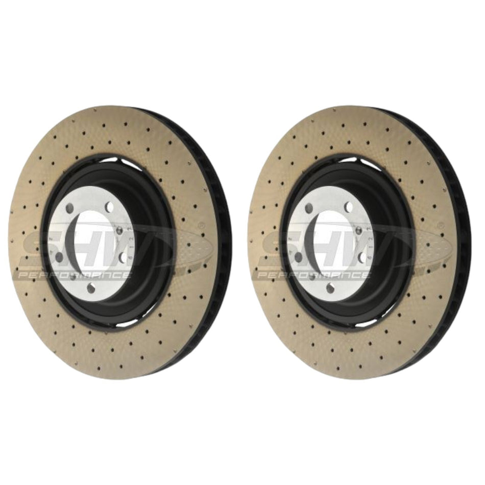 SHW Front Drilled Brake Discs 408mm x2 R90 For Porsche 911 992 Turbo/TurboS/GTS