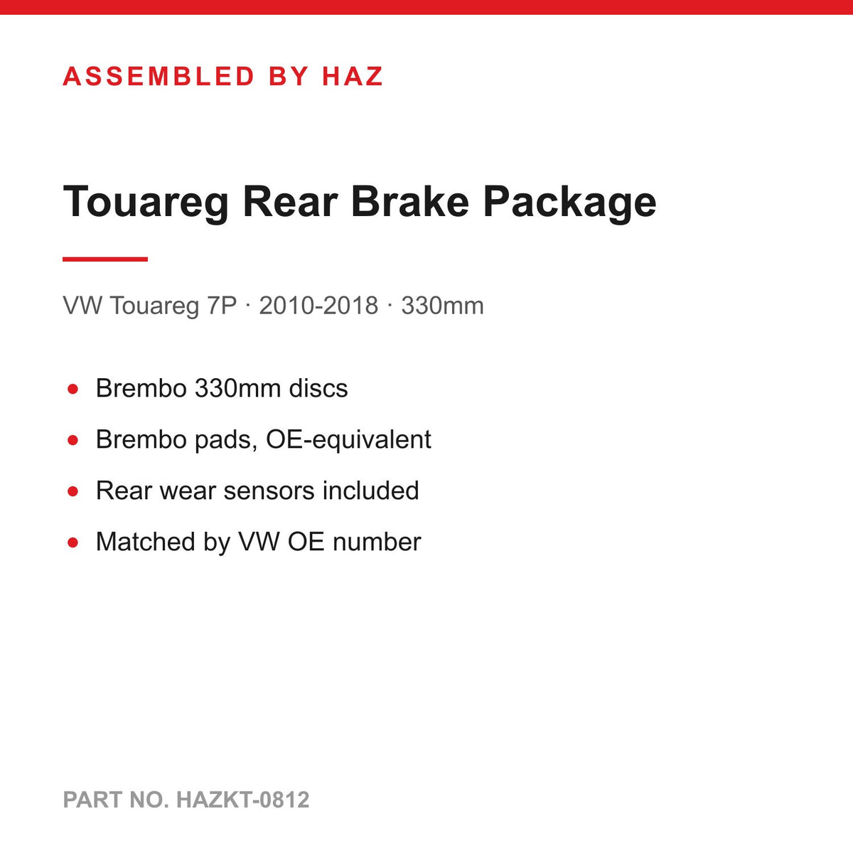 VW Touareg 7P Rear Brake Discs & Pads Kit - Brembo 330mm