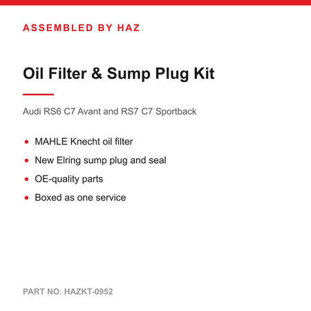 Audi RS6 RS7 C7 S6 S7 4.0 TFSI Oil Filter & Sump Plug Service Kit