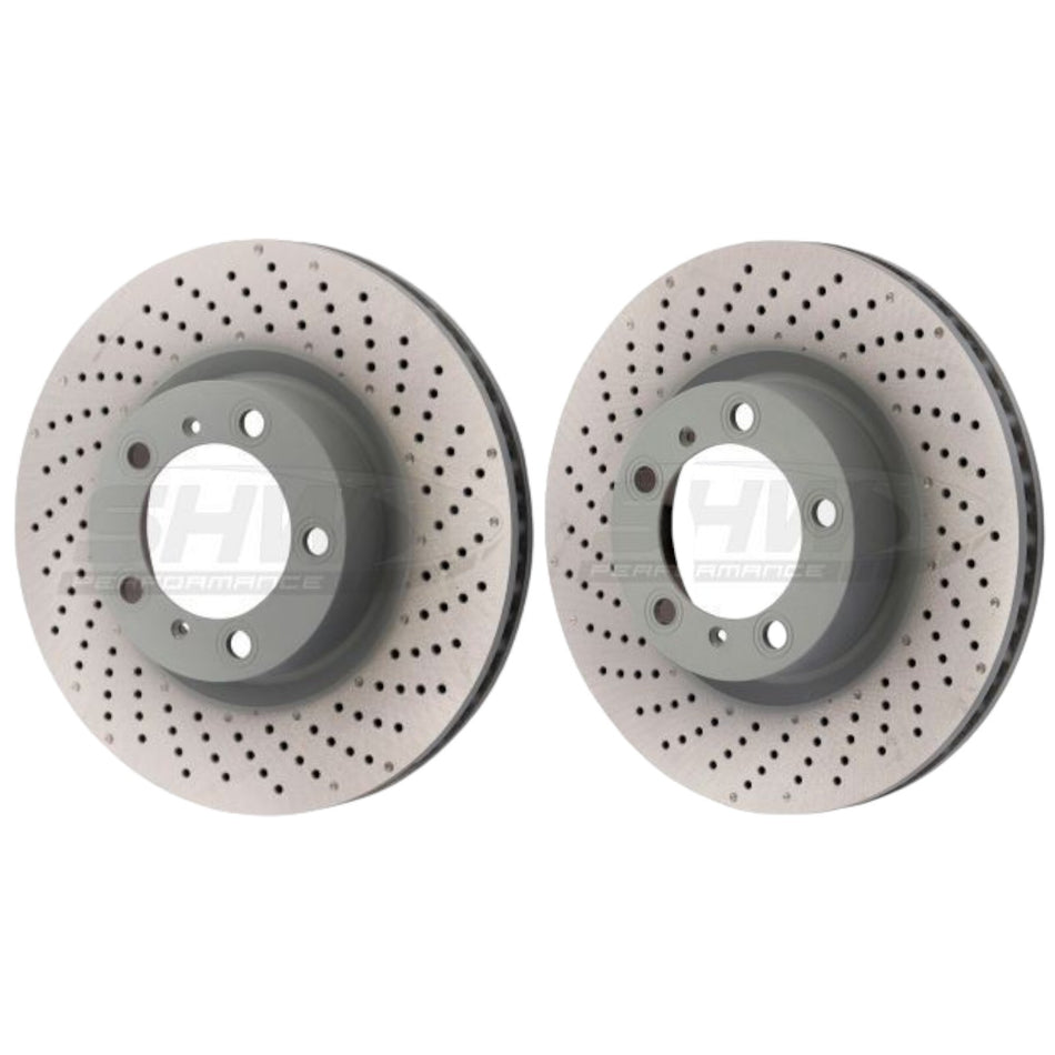 SHW Front Brake Discs Drilled 330mm x2 For PORSCHE BOXSTER 981 CAYMAN S GTS 911