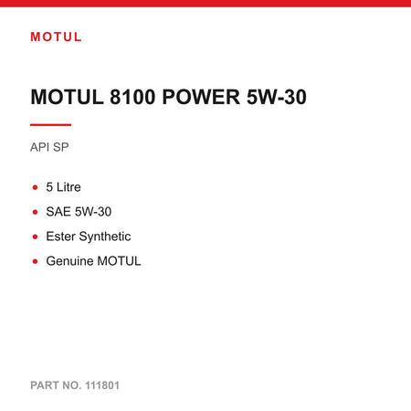 5L MOTUL 8100 POWER 5W-30 Ester Synthetic Engine Oil Performance Petrol Diesel