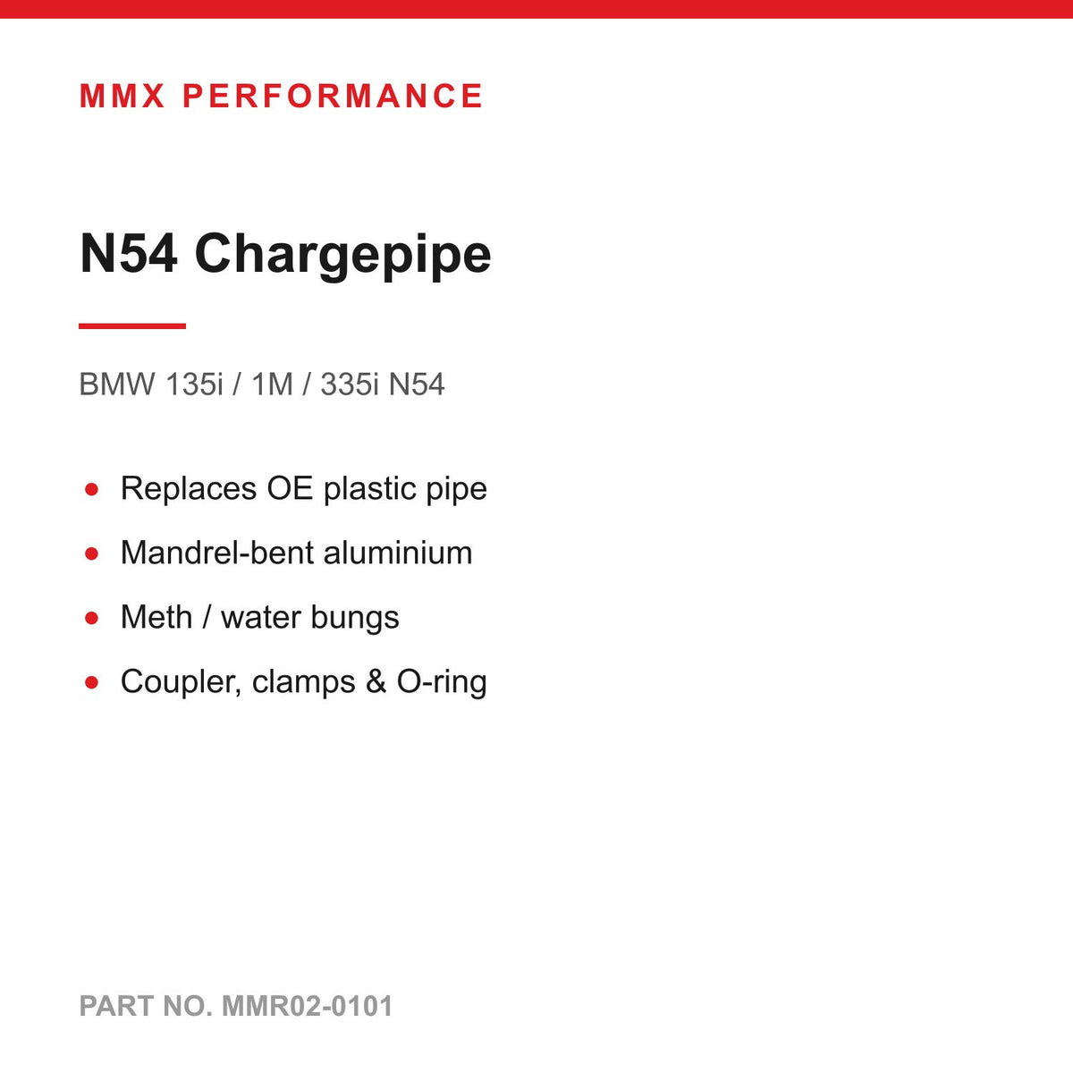 MMX Chargepipe - BMW 135i / 1M / 335i N54 (E82 E88 E90 E91 E92 E93)