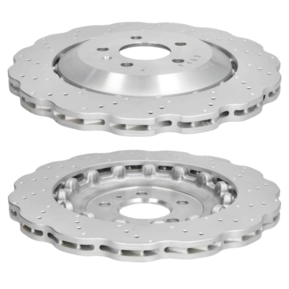 SHW Rear Drilled Wavy Brake Discs x2 356mm For AUDI A7 RS7 4.0 Sportback 4GA 4GF