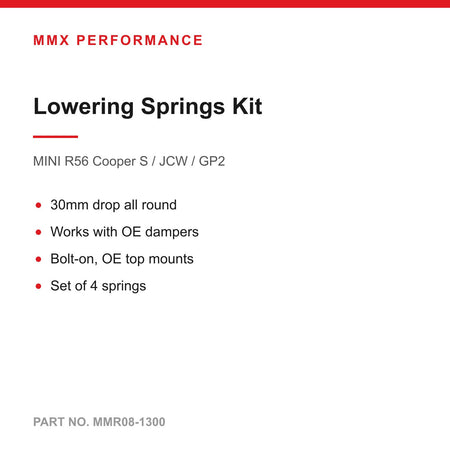 MMX Lowering Springs Kit 30mm - MINI R56 Cooper S / JCW / GP2