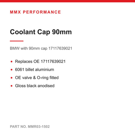 MMX Billet Aluminium Coolant Expansion Cap 90mm - BMW (OE 17117639021)