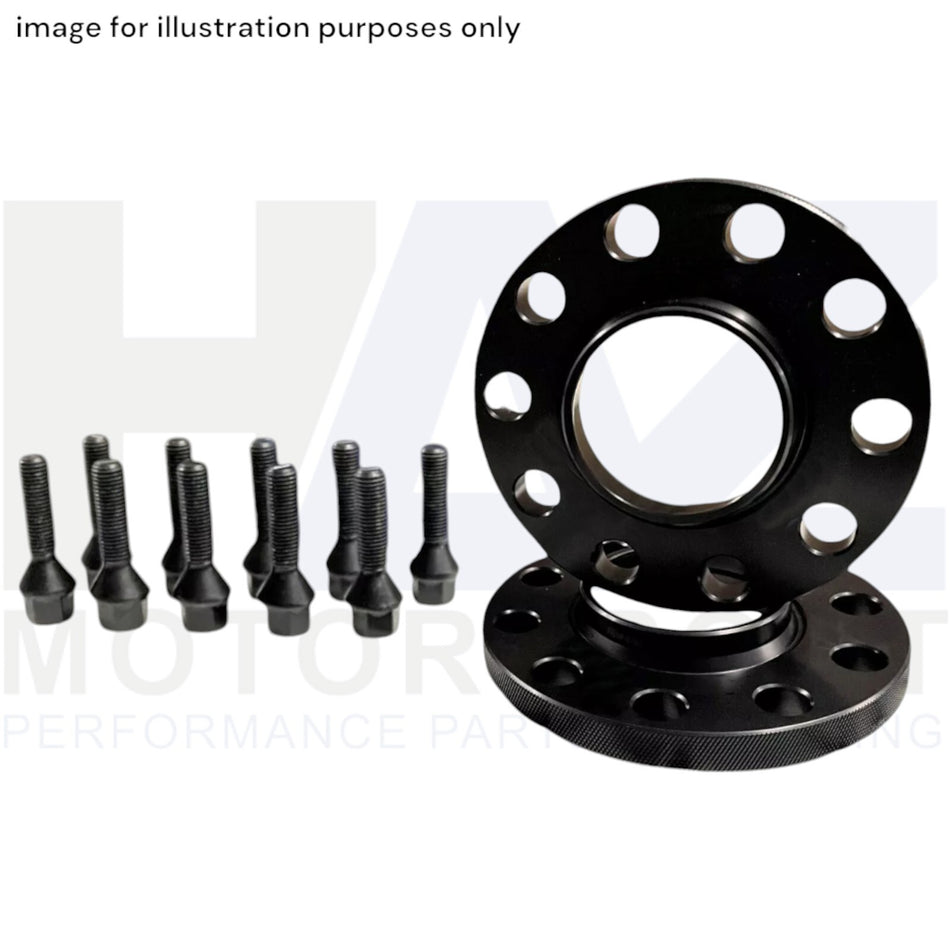 Black Hubcentric Wheel Spacers 5x100/112 57.1MM Radius Bolts 2x12MM For VW Audi