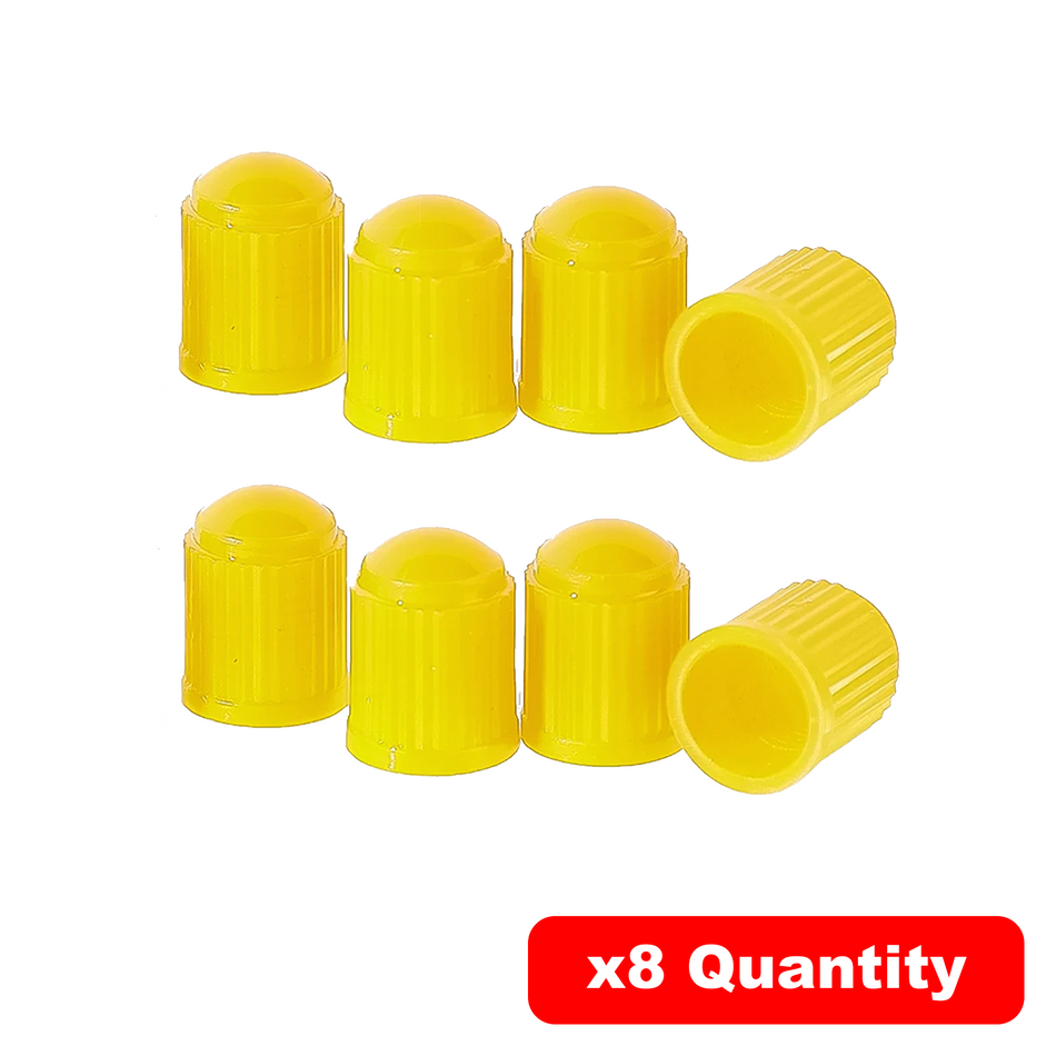 Yellow Plastic Tyre Dust Caps Valve Tire Alloy Wheel x8 Universal Car Bike Cycle