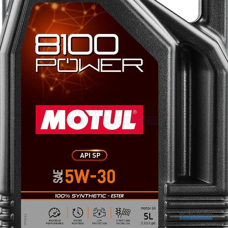 5L MOTUL 8100 POWER 5W-30 Ester Synthetic Engine Oil Performance Petrol Diesel