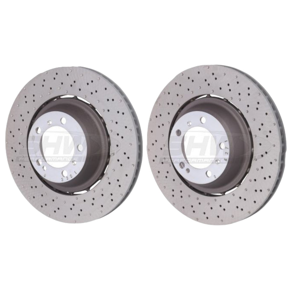 SHW Rear Drilled Brake Discs 380mm R90 X2 For Porsche 911 991 Turbo+S / 981 GT4