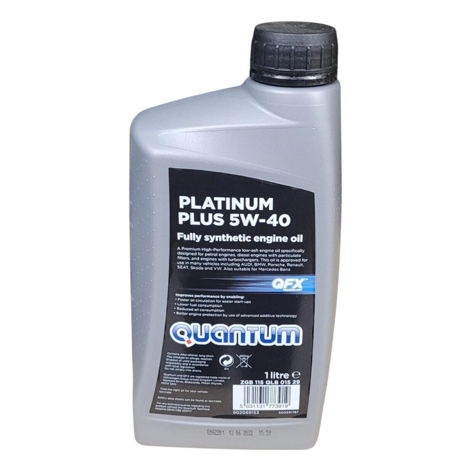 Quantum Platinum Plus 5W40 Fully Synthetic Engine Oil 1L For BMW PORSCHE RENAULT + More