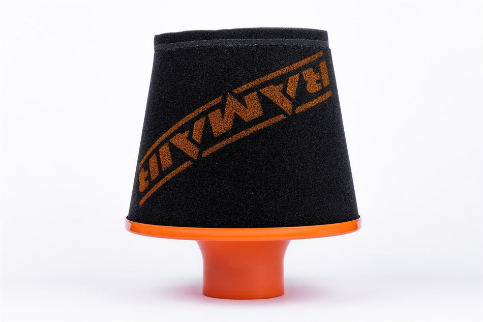 Ramair Large Foam Alloy Neck Cone Air Filter Aluminium Base 80mm OD Orange