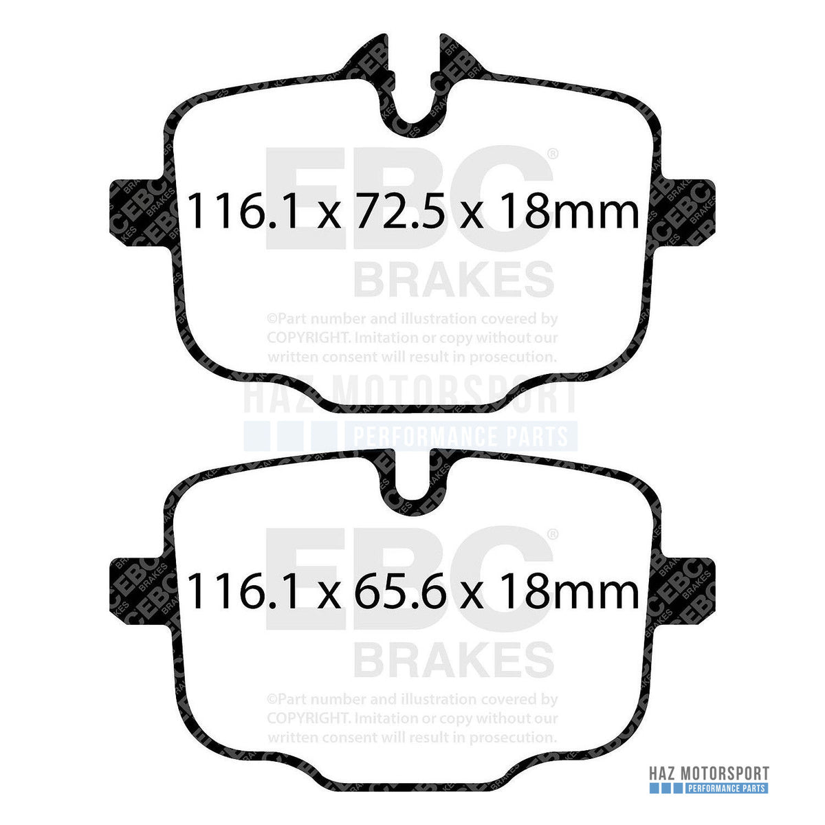 EBC Redstuff Rear Brake Pads For BMW X3 M F97 & X4 M F98 inc Competition - Low Dust, Low Noise Ceramic