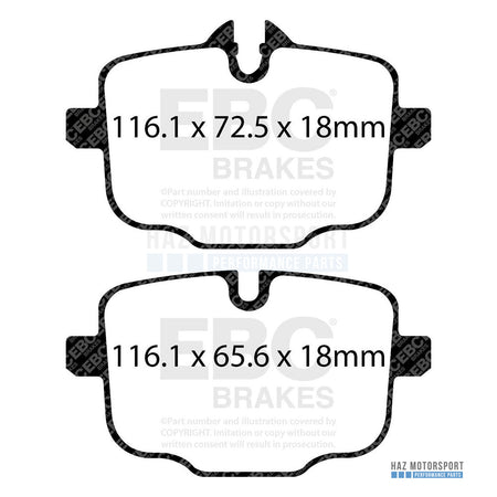 EBC Redstuff Rear Brake Pads For BMW X3 M F97 & X4 M F98 inc Competition - Low Dust, Low Noise Ceramic