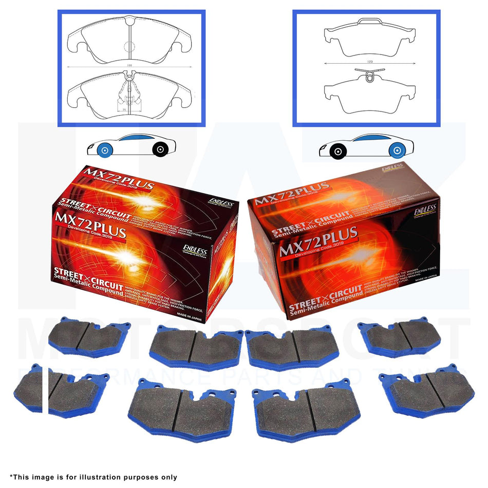 Endless Front and Rear MX72 PLUS Racing Brake Pad EIP176-MX72PLUS EP456-MX72PLUS