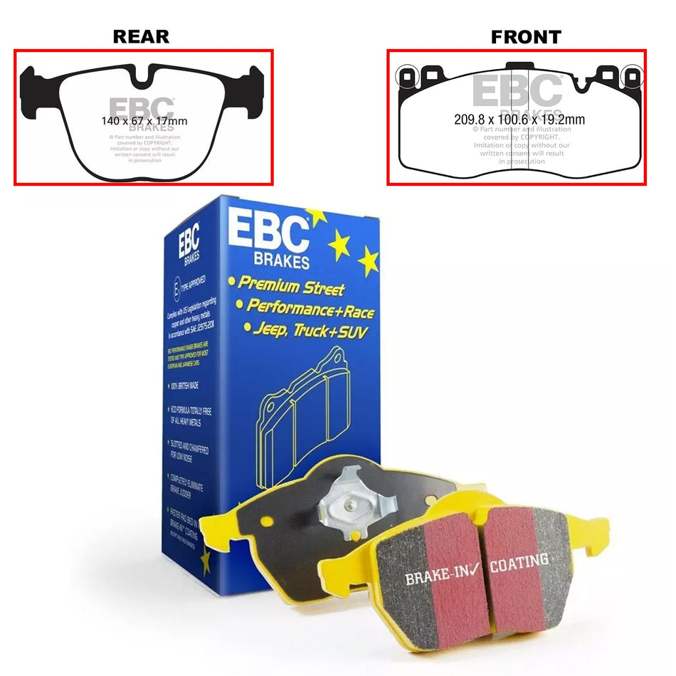 BMW X5M F85 X6M F86 EBC Yellowstuff Brake Pads Front and Rear