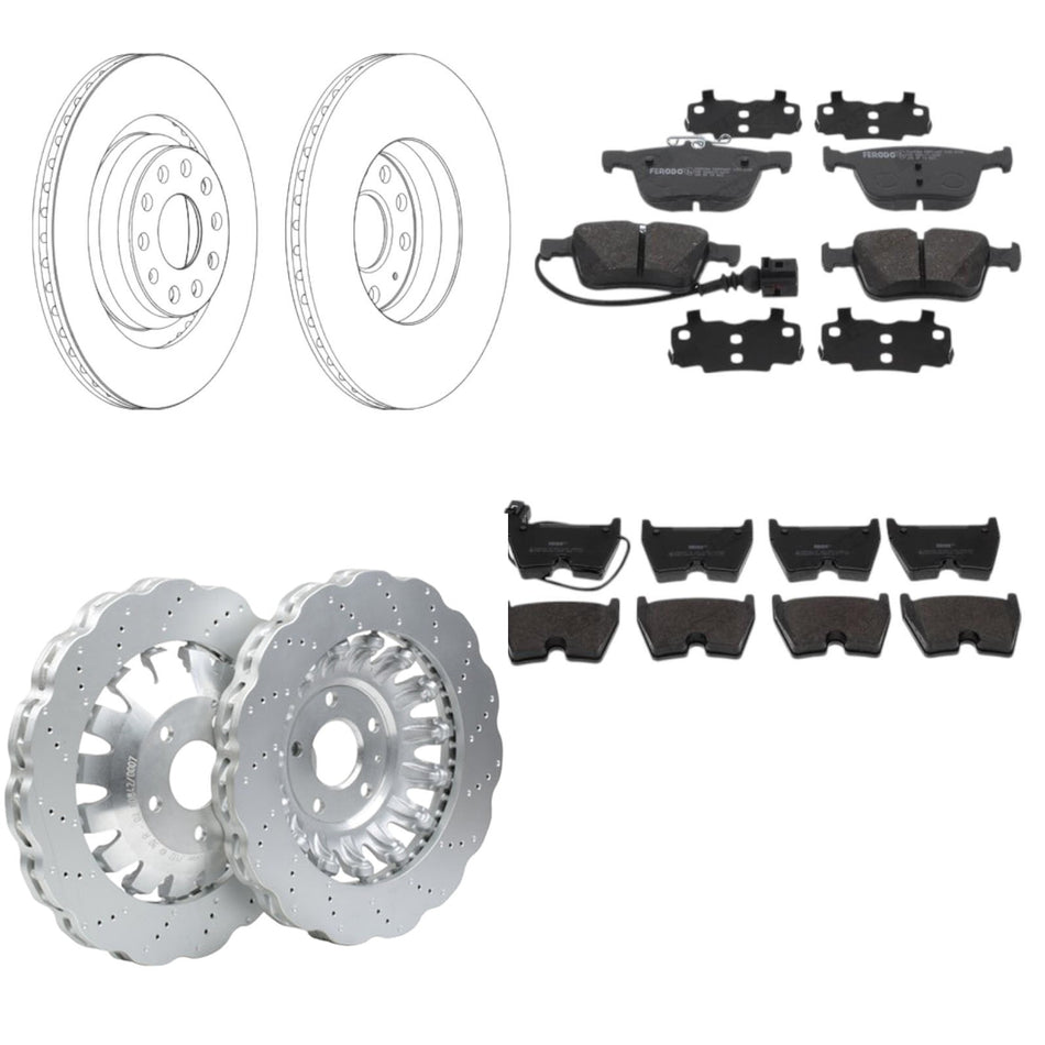 Audi RS3 8V Sportback SHW OE Wavy Brake Discs And Ferodo Pads Sensors Front Rear Package