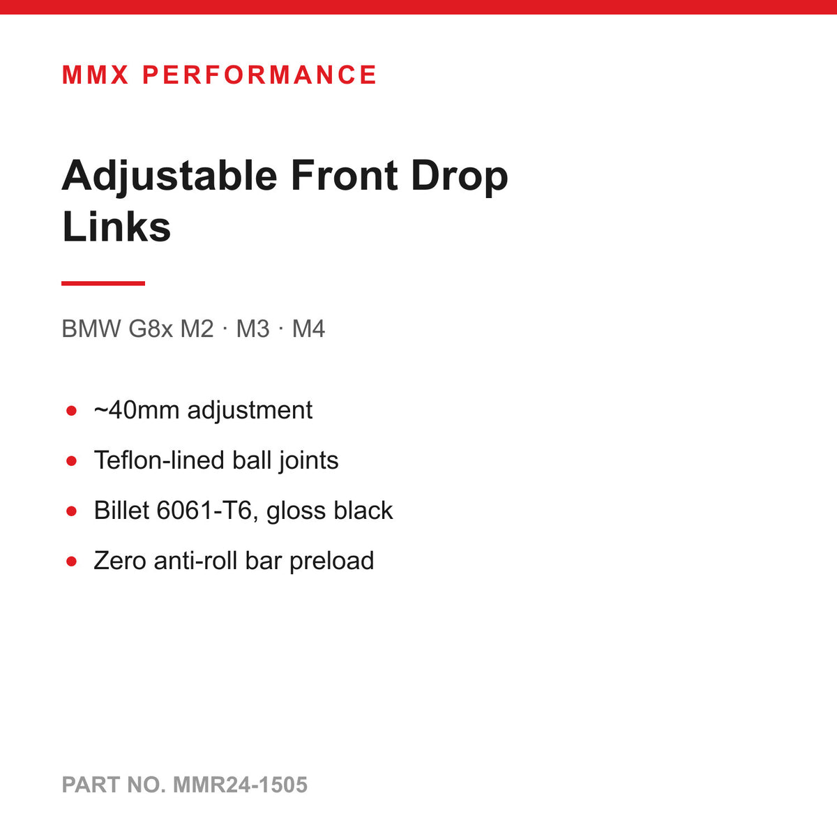 MMX Adjustable Front Drop Links - BMW M2 M3 M4 G87 G80 G81 G82 G83 S58