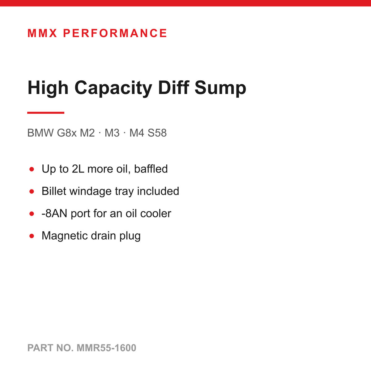 MMX High Capacity Billet Diff Sump - BMW M2 M3 M4 G87 G80 G81 G82 G83 S58