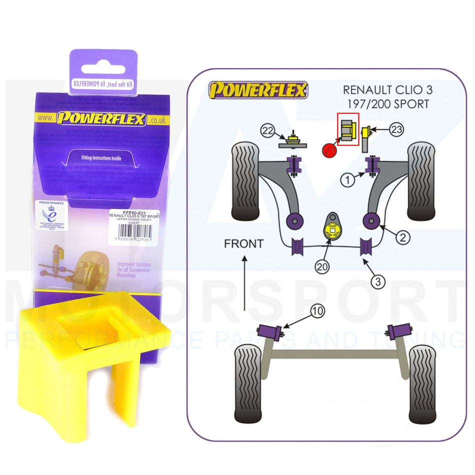 Powerflex Upper Engine Mount Insert For Renault Clio Mk3 Sport Inc 197/200