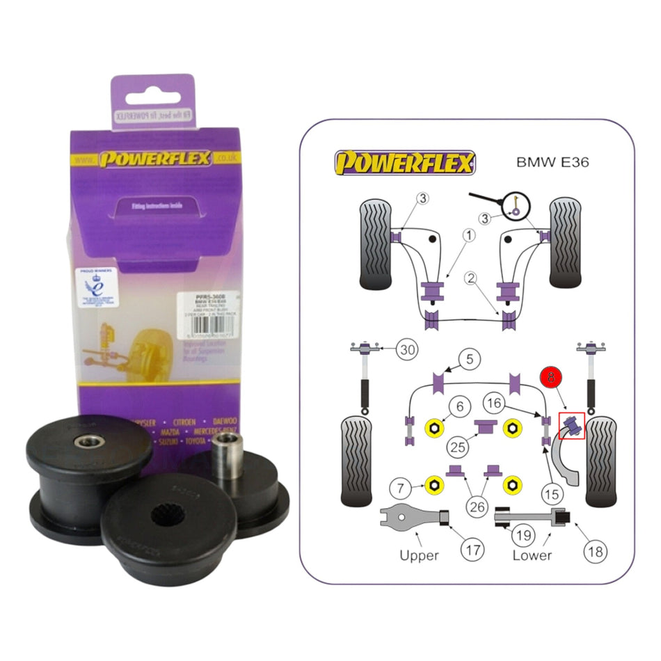 Powerflex BMW 3 Series E36 / E46 M3 Z4 x2 Rear Trailing Arm Front Bushes