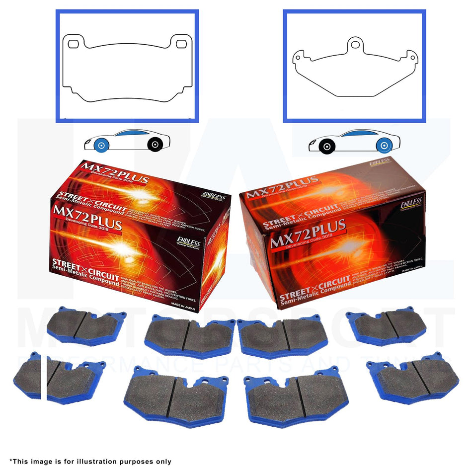 Endless Front Rear MX72 PLUS Racing Brake Pads RCP101-MX72PLUS EIP124-MX72PLUS