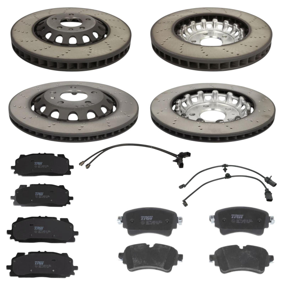 SHW Performance Front & Rear Brake Discs + TRW Pads Sets For Audi RS4 RS5 B9