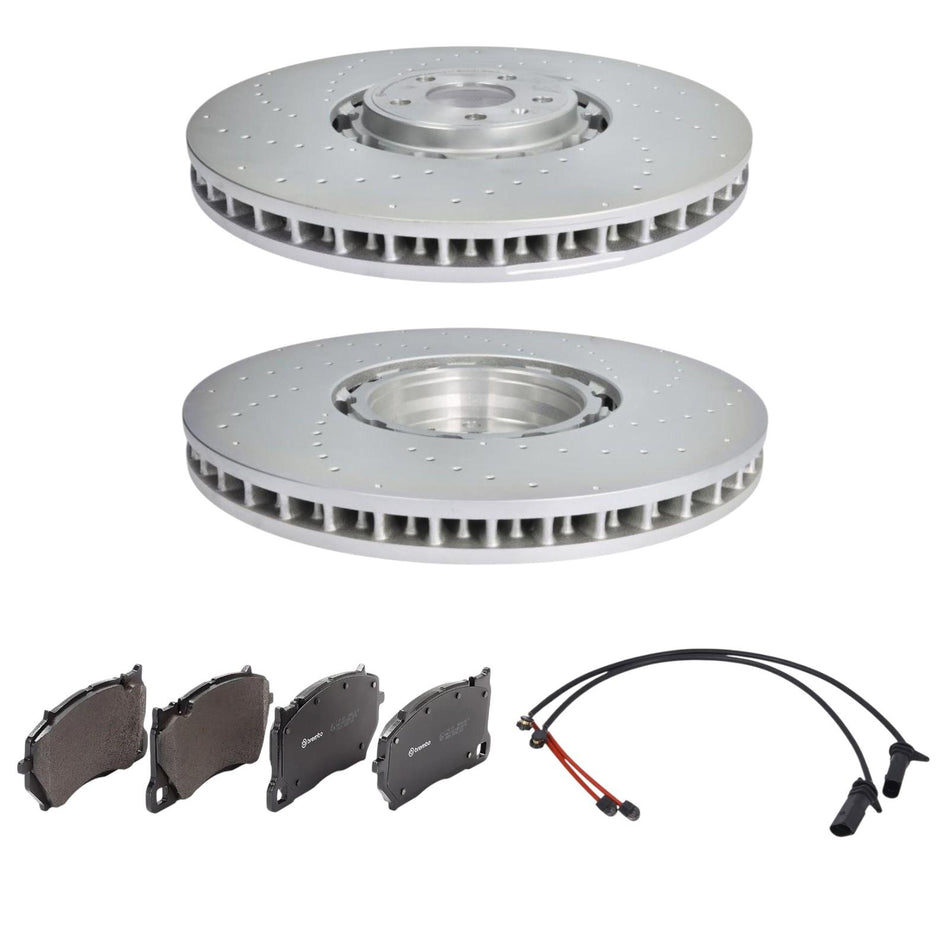 AUDI RSQ8 Front x2 Brake Discs Brembo Drilled 420mm Brake Pads & Wear Sensor Set