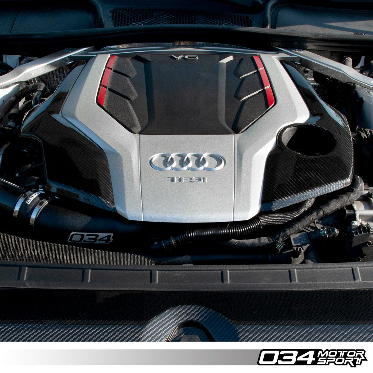 034Motorsport Carbon Fibre Engine Cover Overlay - Audi S4 S5 B9 3.0 TFSI V6 6