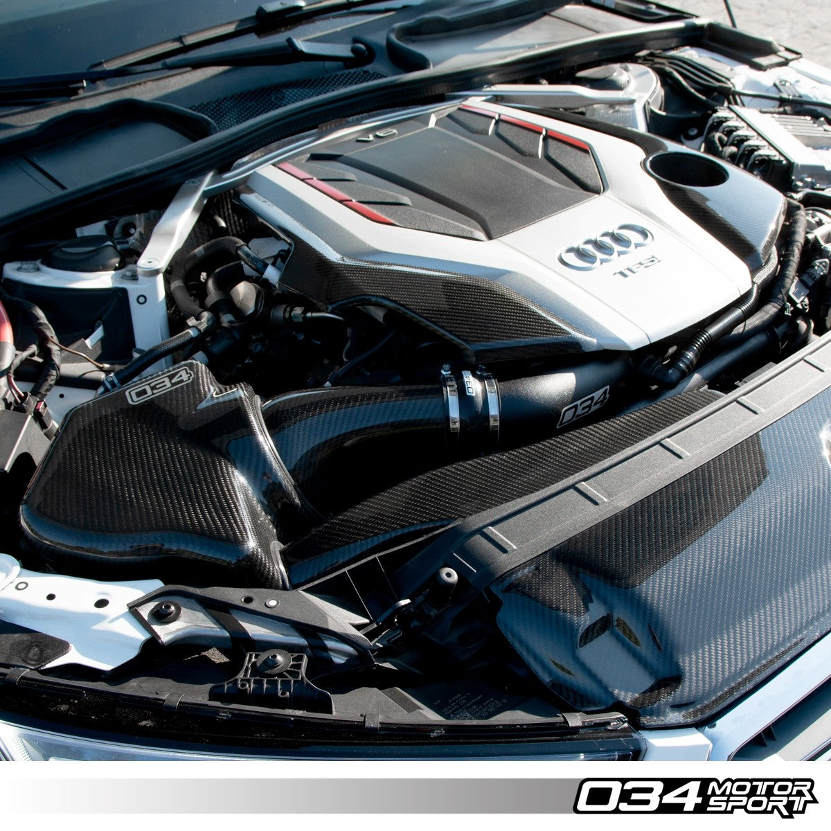 034Motorsport Carbon Fibre Engine Cover Overlay - Audi S4 S5 B9 3.0 TFSI V6 7