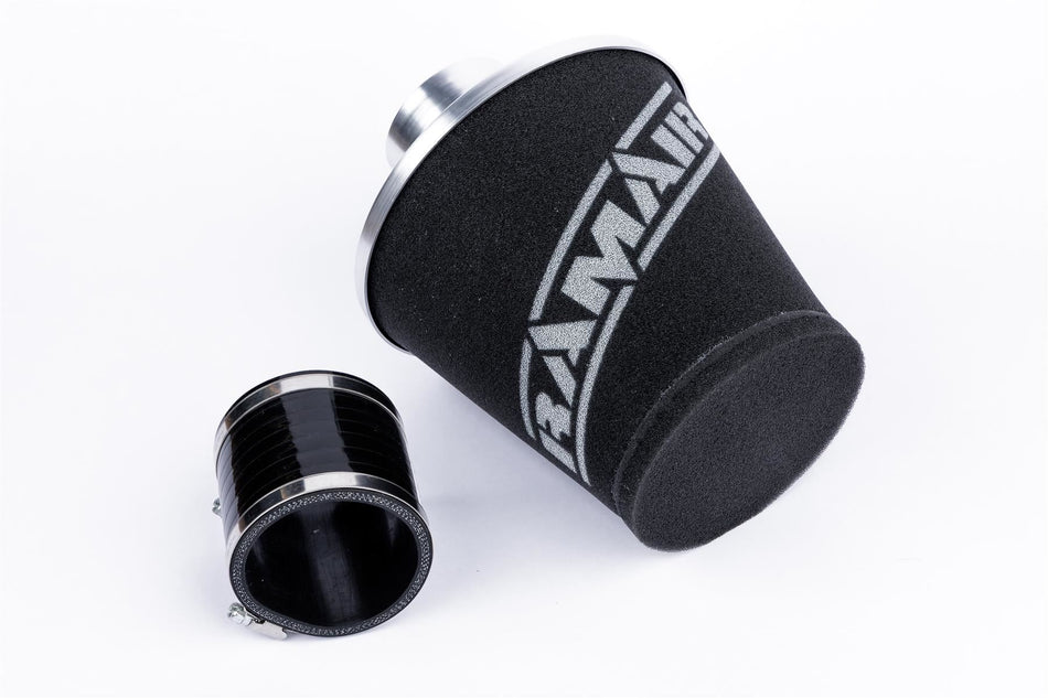 Ramair Aluminium Base Medium Foam Filter 90mm OD Silver With Silicone Coupler