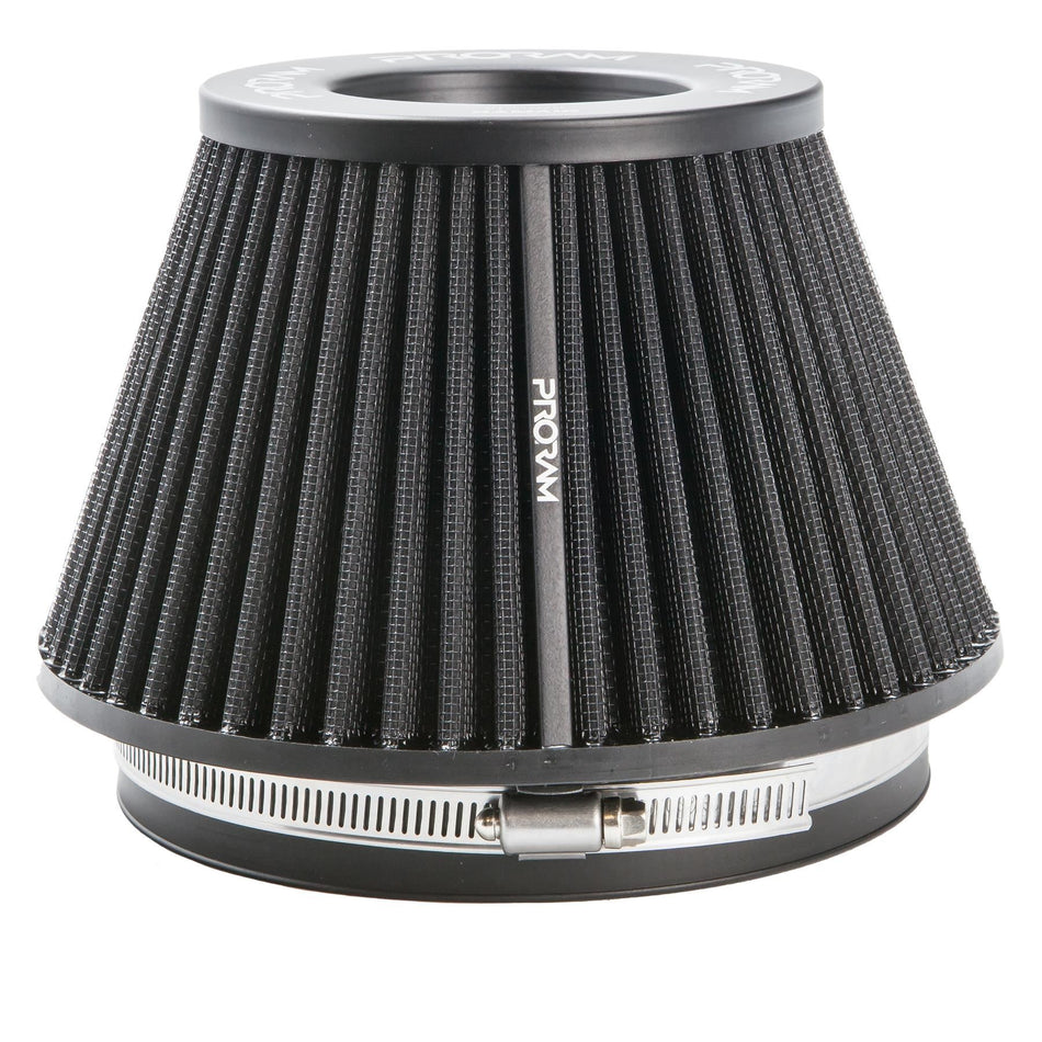 PRORAM Performance 76mm OD Neck Medium Cone Pleated Air Filter W/ Velocity Stack