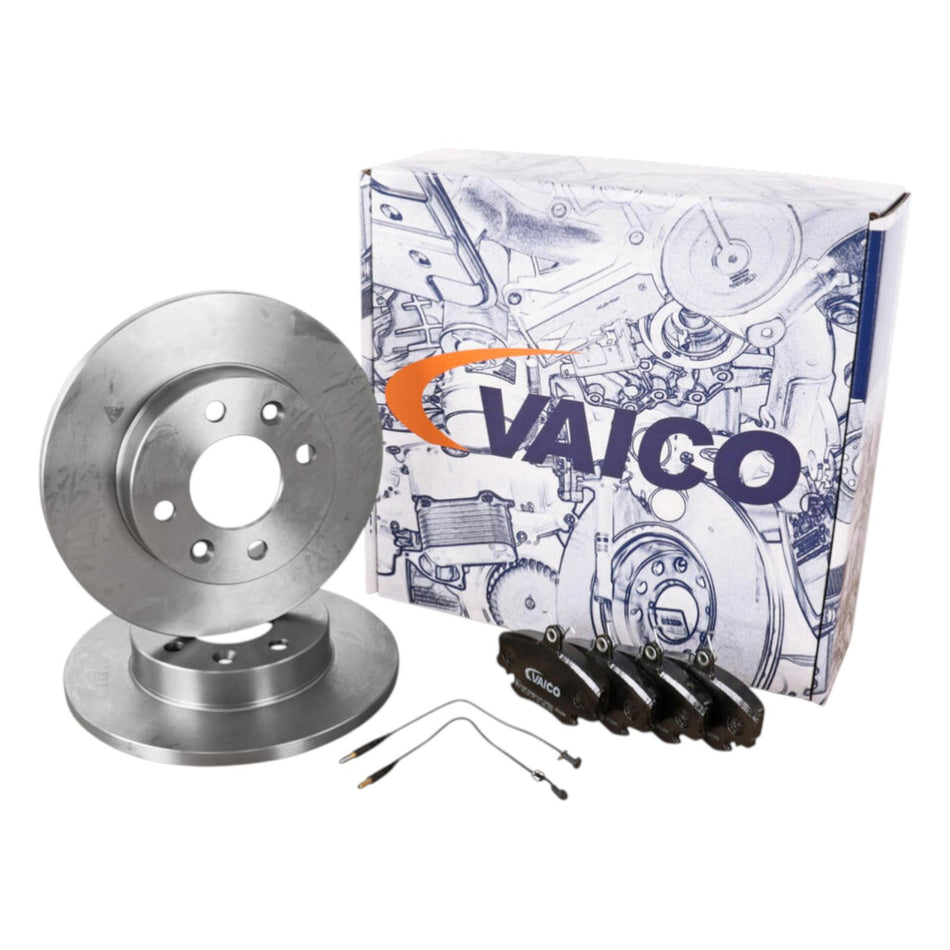 VAICO Front Brake discs, Brake pads set + Wear warning Contact For Renault Clio